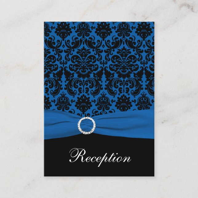 Cobalt Blue and Black Damask Enclosure Card (Front)