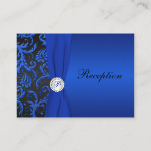 Cobalt Blue and Black Damask Enclosure Card II