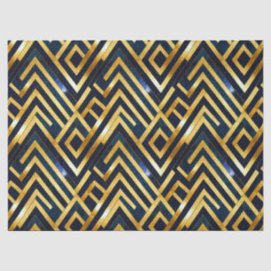 Cobalt Blue and Gold Art Deco Marble pattern Tissue Paper