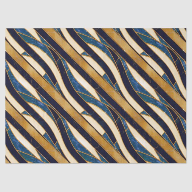 Cobalt Blue and Gold Art Deco Marble pattern Tissue Paper (Front)