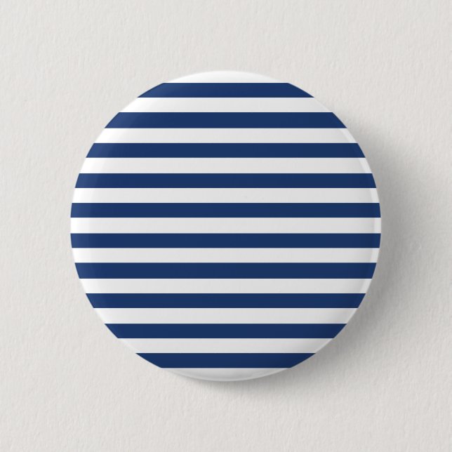 Cobalt Blue And Horizontal White Stripes Pattern 6 Cm Round Badge (Front)