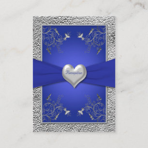 Cobalt Blue and Pewter Heart Enclosure Card