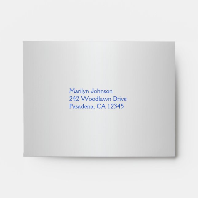 Cobalt Blue and Silver Envelope for Reply Card (Front)