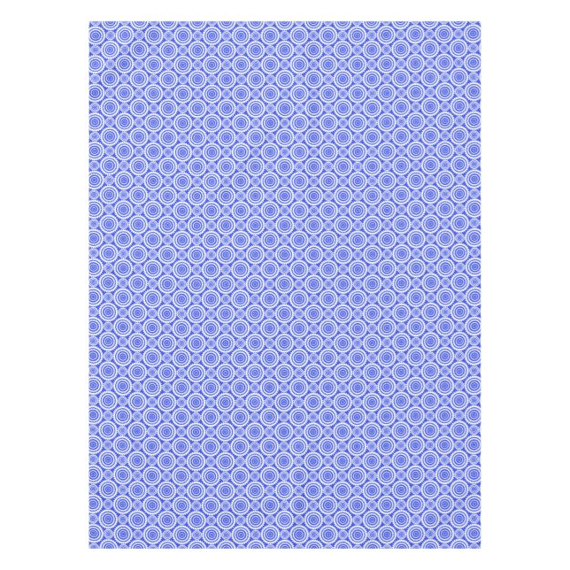 Cobalt Blue and White Geometric Circles Pattern Tablecloth (Front)