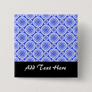 Cobalt Blue and White Kaleidoscope Pattern 15 Cm Square Badge