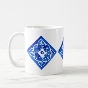 Cobalt Blue and White Mediterranean Tile Coffee Mug