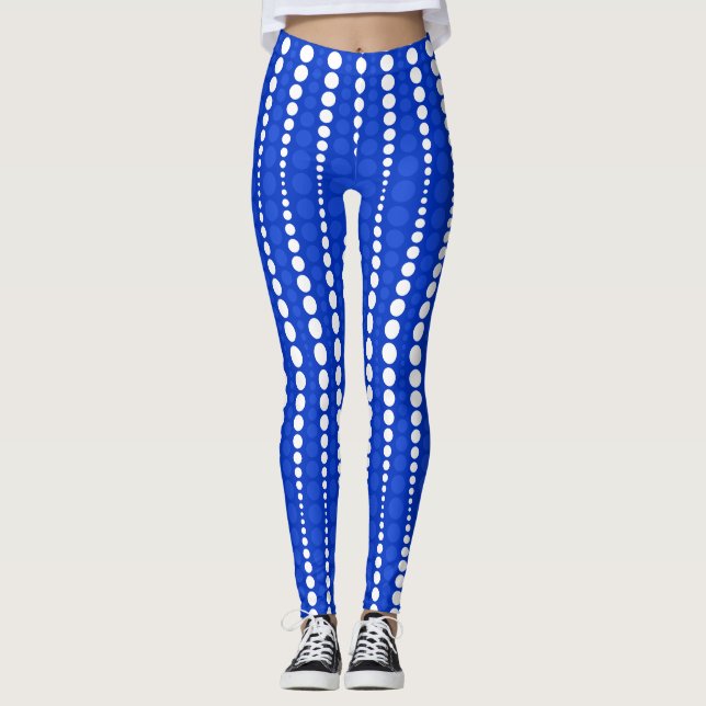 Cobalt Blue and White Polka Dot Leggings (Front)