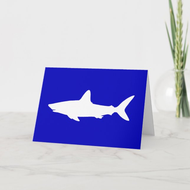Cobalt Blue and White Shark Silhouette Thank You (Front)