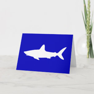 Cobalt Blue and White Shark Silhouette Thank You Card