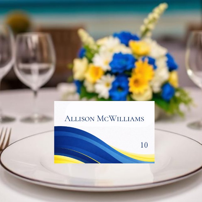 Cobalt Blue and Yellow Wedding Place Cards (Cobalt Blue and Yellow Wedding Place Cards)