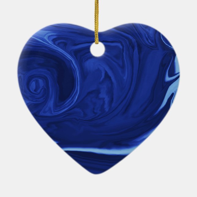 Cobalt blue background Textured Handmade Ceramic Ornament (Back)