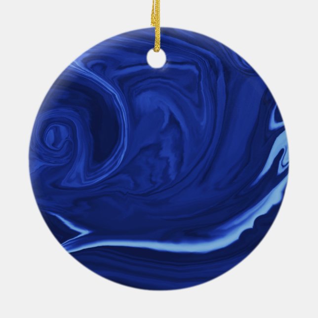 Cobalt blue background Textured Handmade Ceramic Tree Decoration (Back)