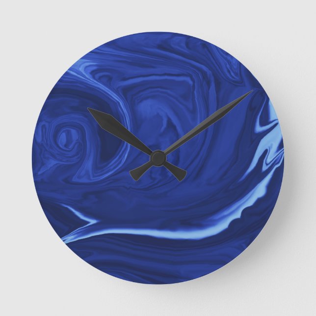Cobalt blue background Textured Handmade Round Clock (Front)