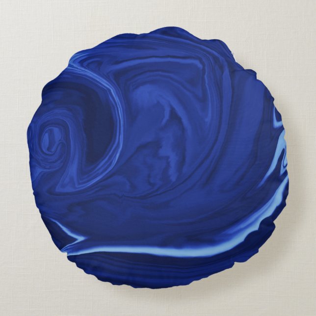 Cobalt blue background Textured Handmade Round Cushion (Back)