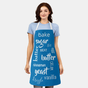 Cobalt Blue Baking Words Apron