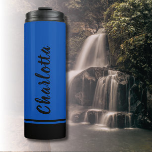 Cobalt Blue Black Elegant Minimal Customised Thermal Tumbler