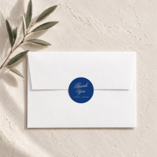 Cobalt Blue Calligraphy Wedding Thank You Sticker