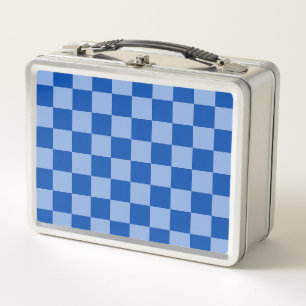 Cobalt Blue Chequerboard Metal Lunch Box