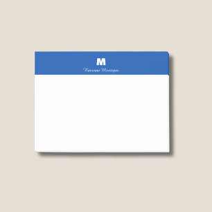 Cobalt Blue Chic Personalized Name Letter Monogram Post-it Notes