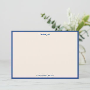 Cobalt Blue Cream Minimalist Classic Personalised Thank You Card