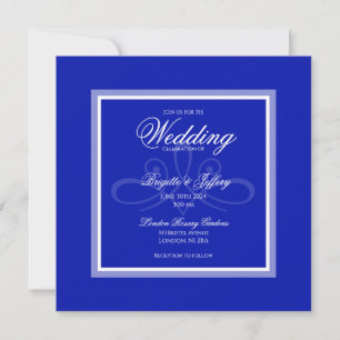 Cobalt blue customisable wedding invitation