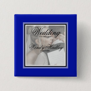 Cobalt blue customisable wedding name button