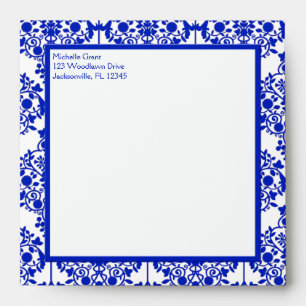 Cobalt Blue Damask Envelope for 5" Square Invite