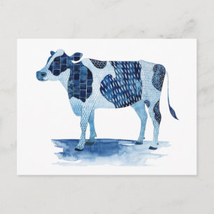 Cobalt Blue Farm Animals - Cow Postcard