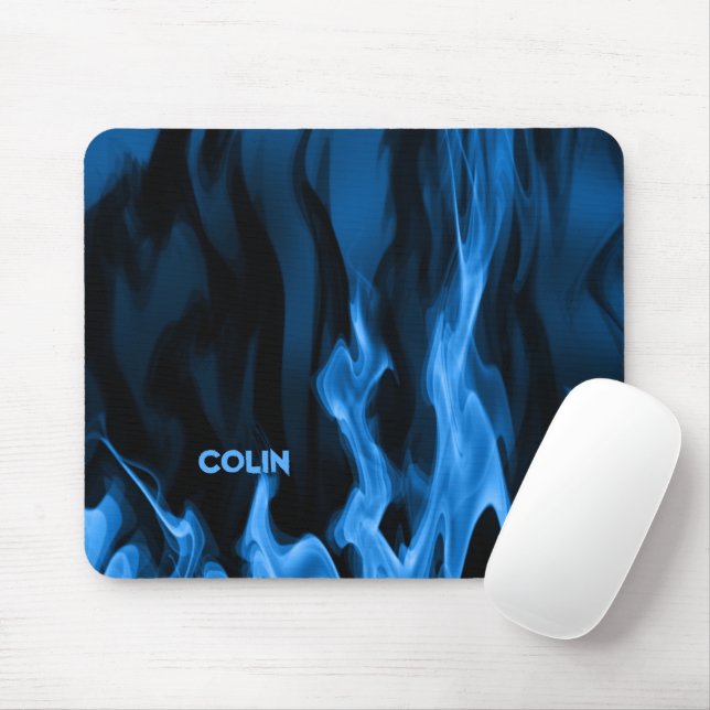 Cobalt Blue Flames | Personalised Mouse Pad (With Mouse)