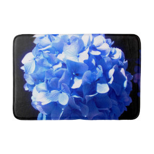Cobalt blue floral elegant blue hydrangeas bath mat