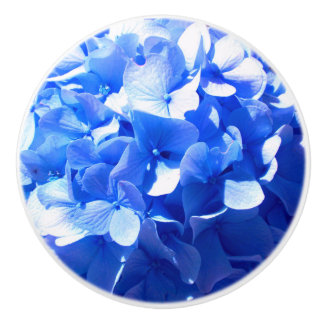 Cobalt blue floral elegant blue hydrangeas  ceramic knob