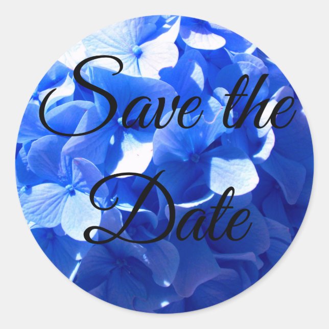 Cobalt blue floral elegant blue hydrangeas  classic round sticker (Front)