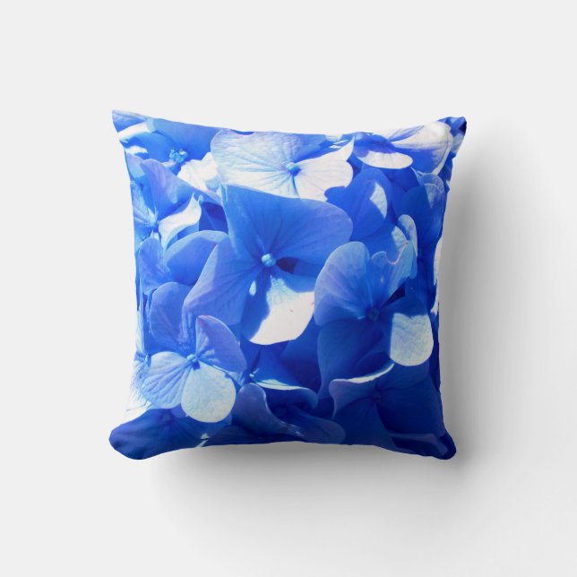 Cobalt blue floral elegant blue hydrangeas  cushion (Front)