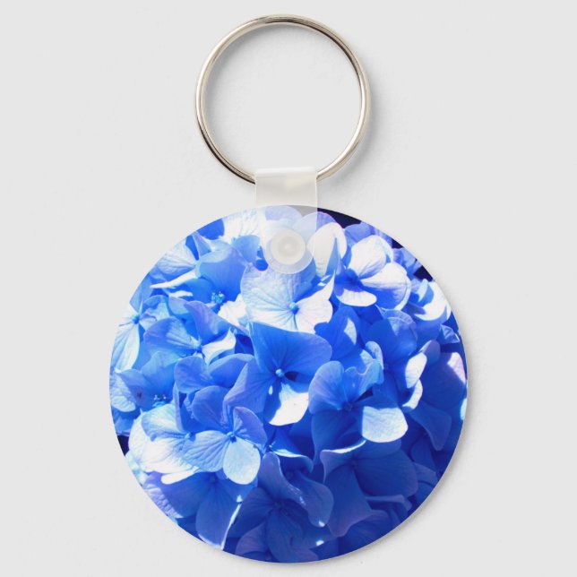 Cobalt blue floral elegant blue hydrangeas  key ring (Front)