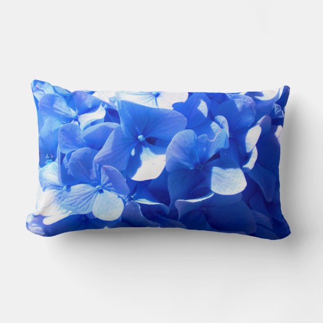 Cobalt blue floral elegant blue hydrangeas  lumbar cushion (Front)