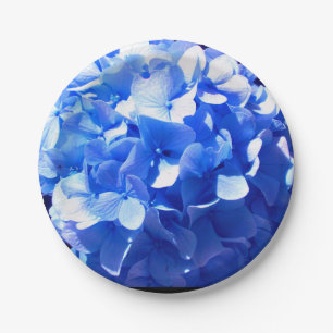 Cobalt blue floral elegant blue hydrangeas  paper plate