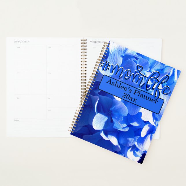 Cobalt blue floral elegant blue hydrangeas  planner (Display)