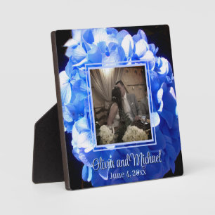 Cobalt blue floral elegant blue hydrangeas plaque