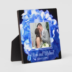 Cobalt blue floral elegant blue hydrangeas  plaque