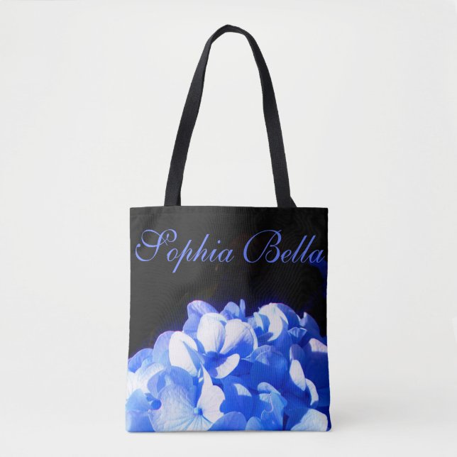 Cobalt blue floral elegant blue hydrangeas  tote bag (Front)