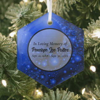 Cobalt Blue Fractal Memorial Suncatcher  Glass Tree Decoration