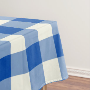 Cobalt Blue Gingham / Buffalo Check Tablecloth