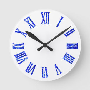 Cobalt Blue Glitter Ombre Minimal Indigo Cobalt Round Clock