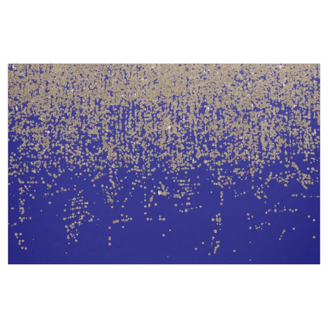 Cobalt Blue Gold Glitter Ombre Gradient Fabric (Yard)