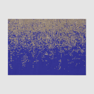 Cobalt Blue Gold Glitter Ombre Gradient Tissue Paper