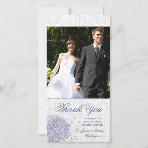 Cobalt blue hydrangea flower wedding thank you card