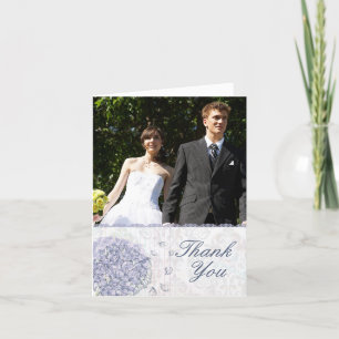 Cobalt blue hydrangea flower wedding thank you card