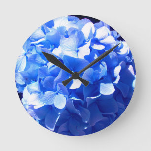 Cobalt Blue Hydrangea Round Clock