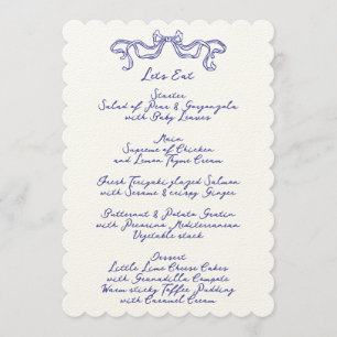 Cobalt Blue La Dolce Vita Doodle Ecru Wedding Menu