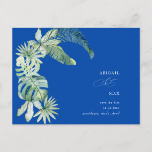 Cobalt Blue Mediterranean Tropical Save the Date  Announcement Postcard